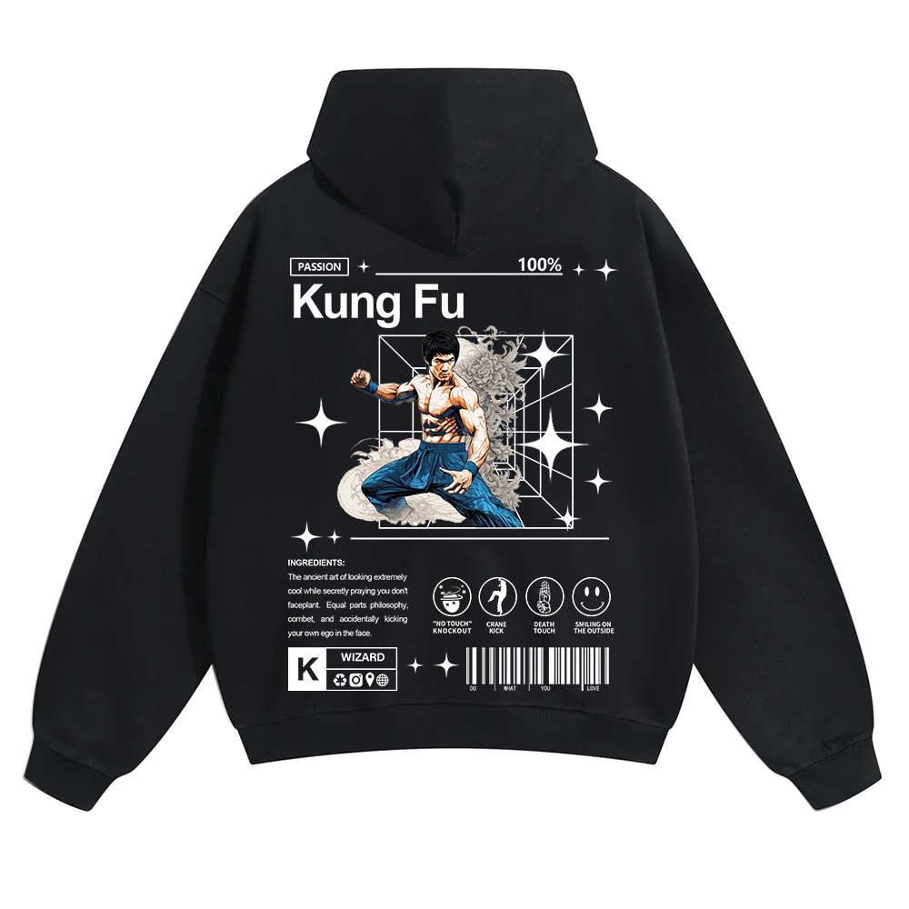 Kung Fu Unisex Solid Color Hoodie wearishow
