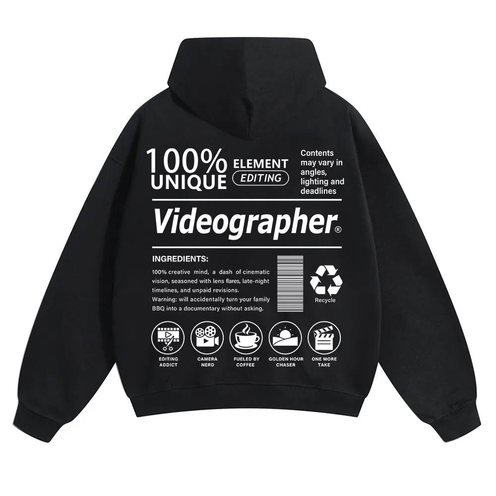 Videographer Unisex Solid Color Hoodie wearishow