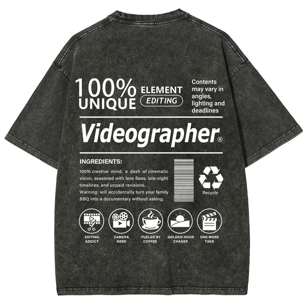 Videographer Unisex Fit Washed T-Shirt