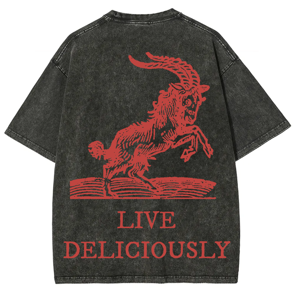Unisex Vintage Washed The Witch Live Deliciously  T-Shirt