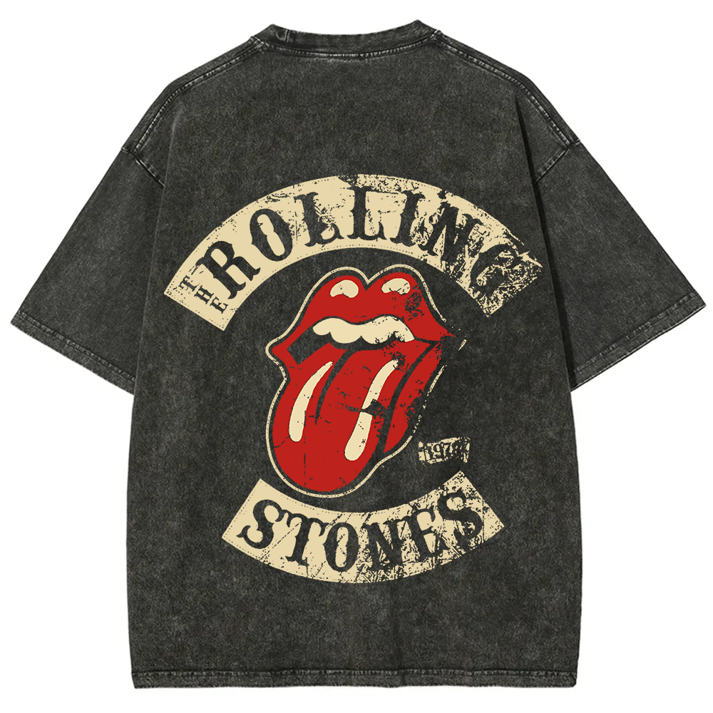 Unisex Vintage Washed Rolling Stones Rock Band T-Shirt