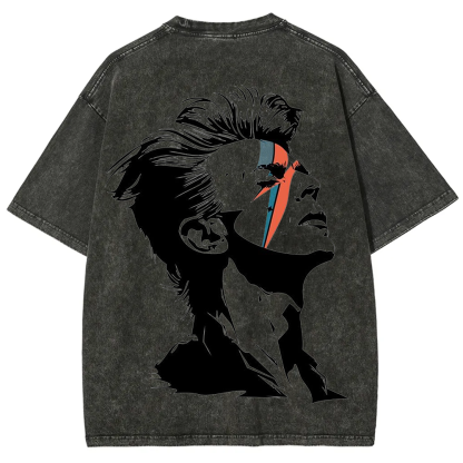 Unisex Vintage Washed David Bowie Aladdin Sane Singer T-Shirt