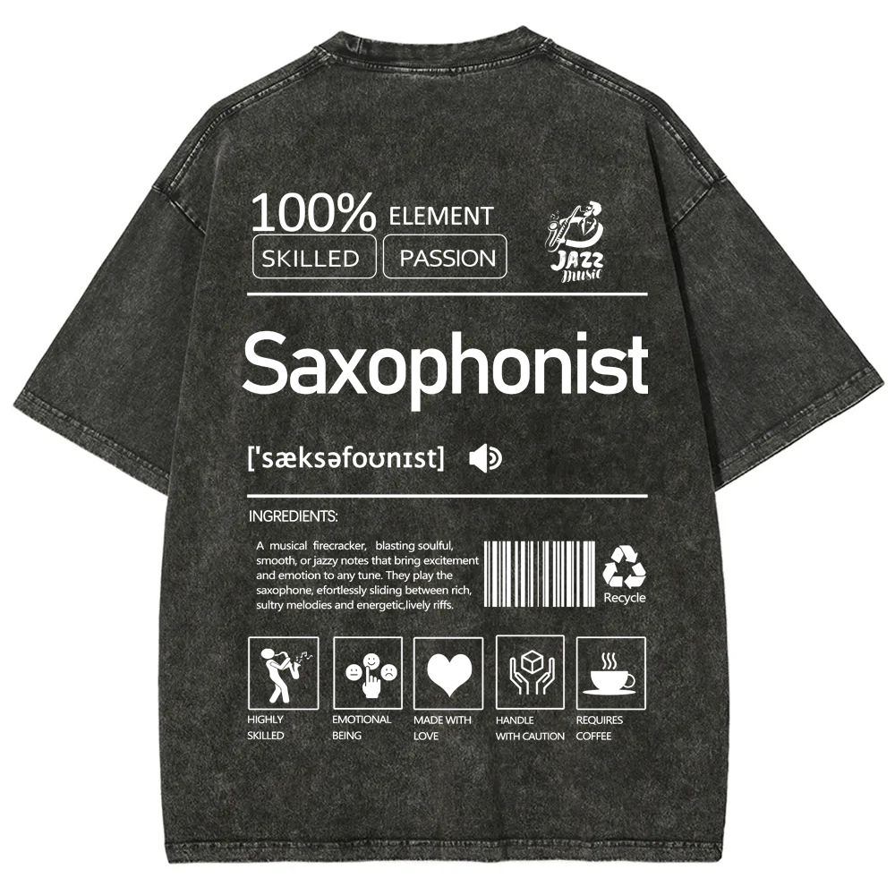Saxophonist Unisex Fit Washed T-Shirt  wearishow