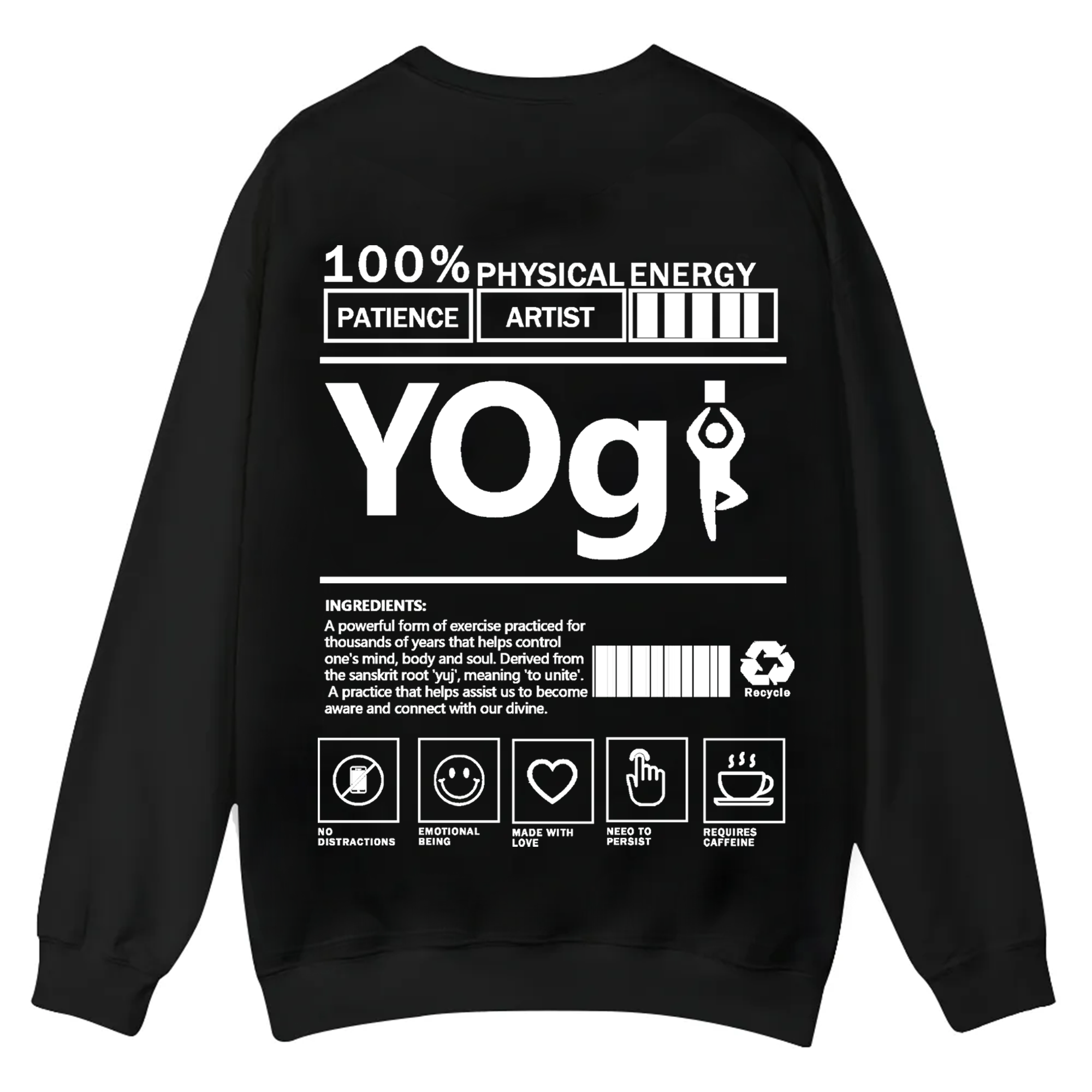 Yogi Solid Color Unisex Casual Crewneck Sweatshirt