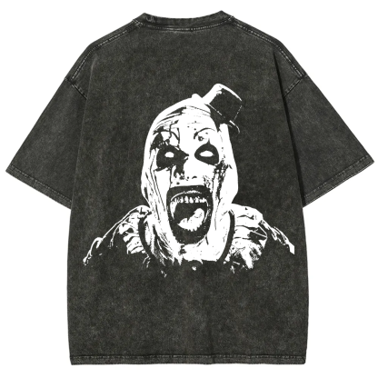  Unisex Vintage Washed Terrifier 3 Art The Santa Clown T-shirt