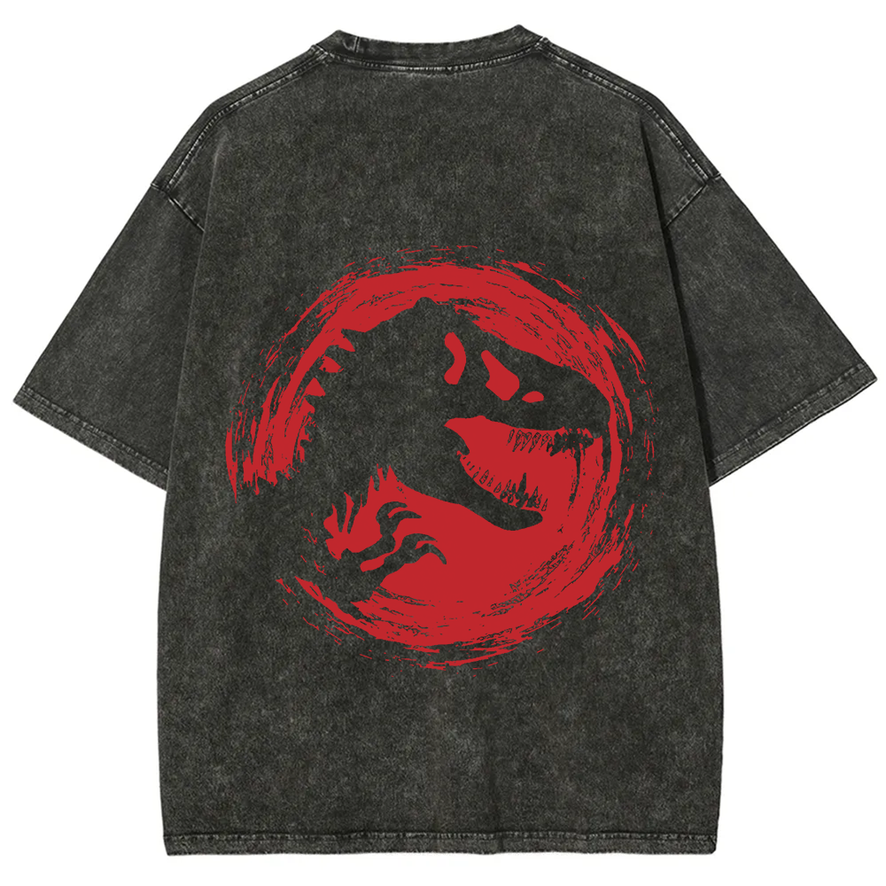 Unisex Vintage Washed Jurassic World Red Logo T-shirt