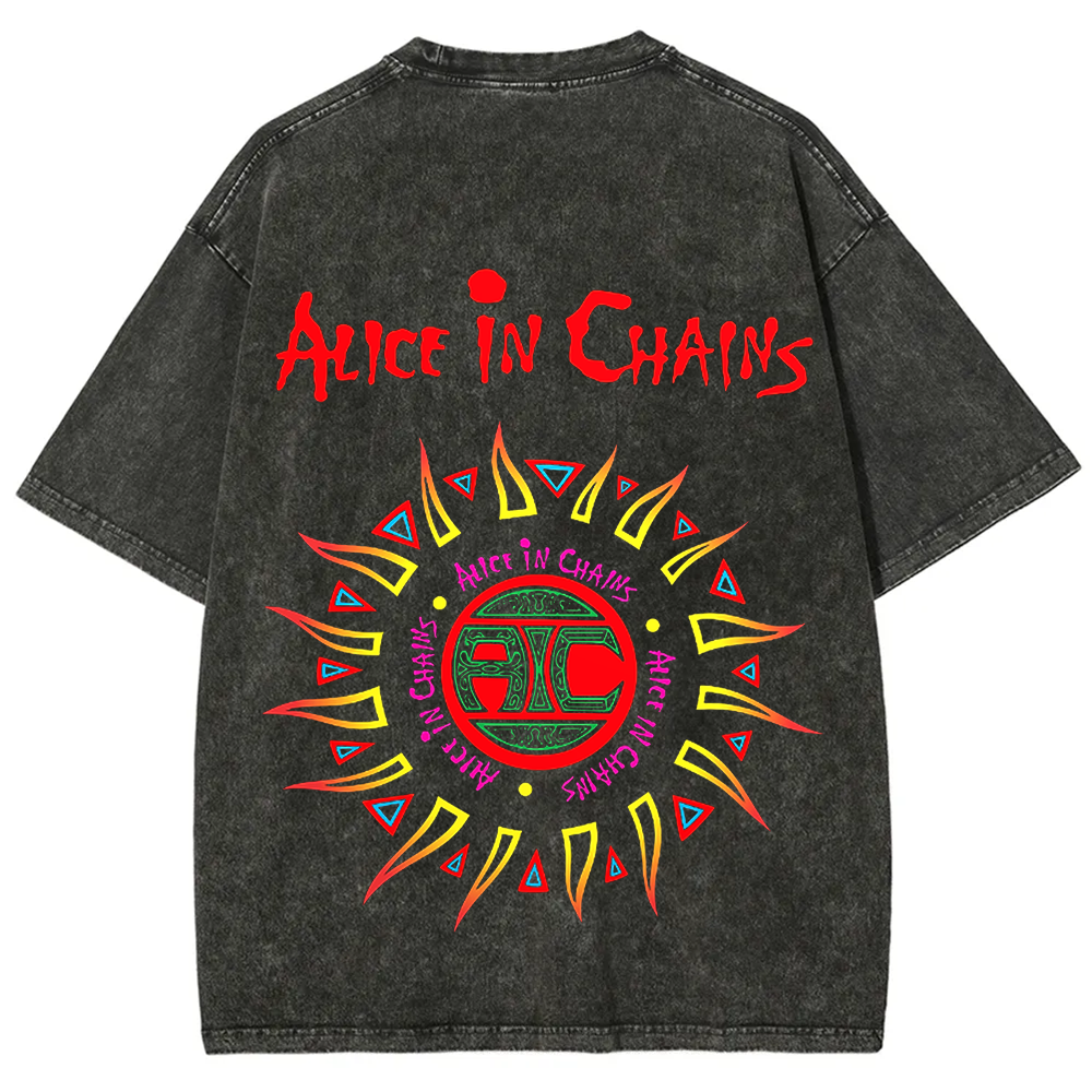  Unisex Vintage Alice in Chains Washed  T-shirt
