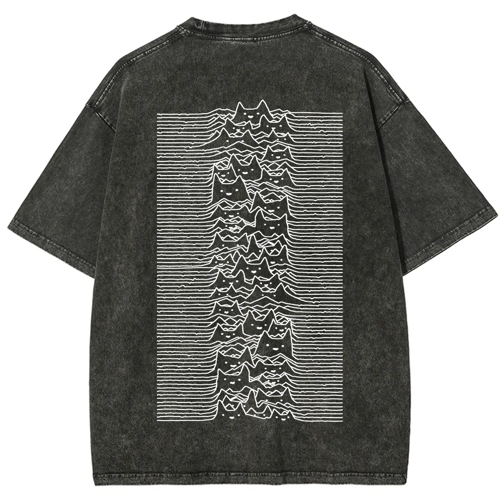 Unisex Vintage Washed Joy division Cat T-shirt