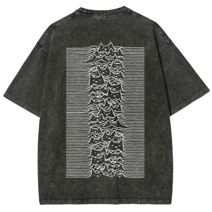Unisex Vintage Washed Joy division Cat T-shirt