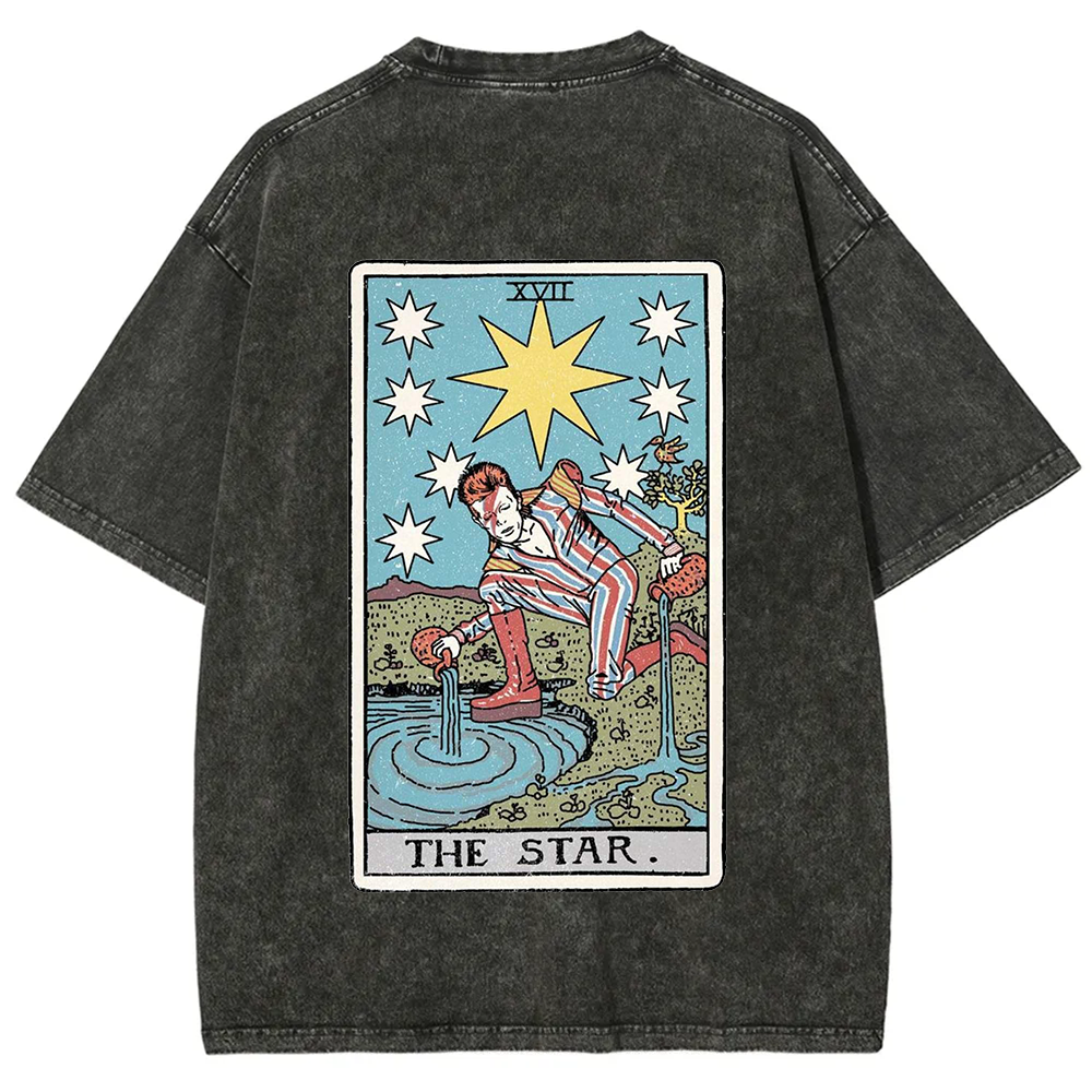 Unisex Vintage Washed The Star David Bowie Tarot Card T-shirt
