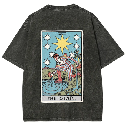 Unisex Vintage Washed The Star David Bowie Tarot Card T-shirt