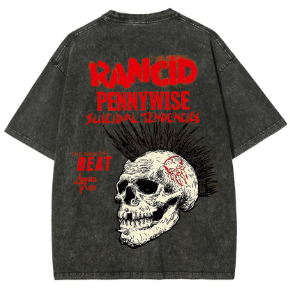 Rancid Skull Print Casua T-Shirt