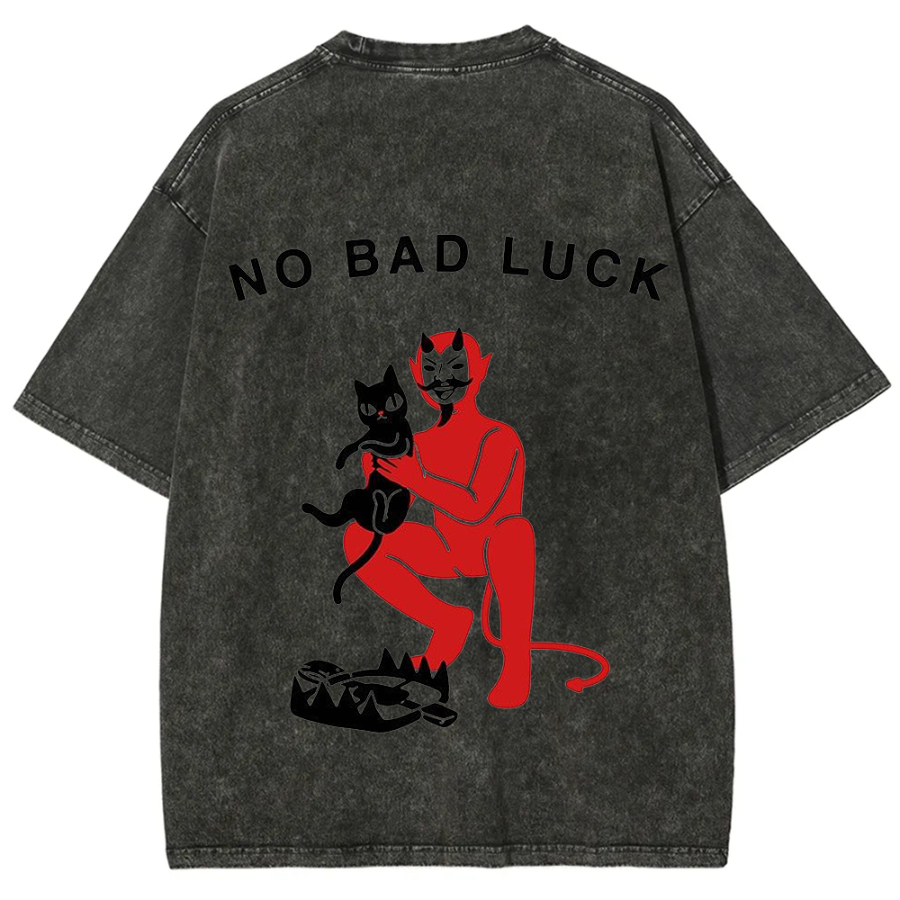 Unisex Cat No Bad Luck Print T-Shirt