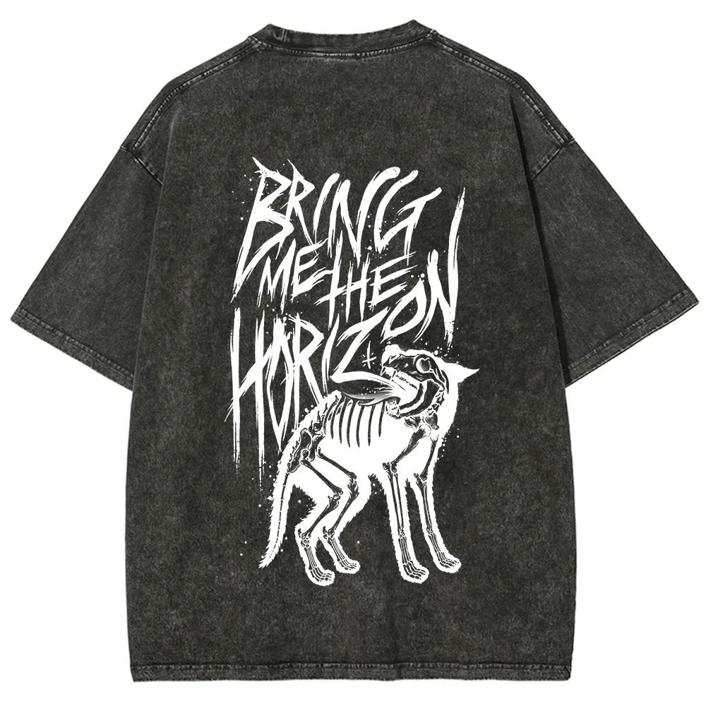 Unisex Vintage Washed Bring Me the Horizon Rock Band T-Shirt