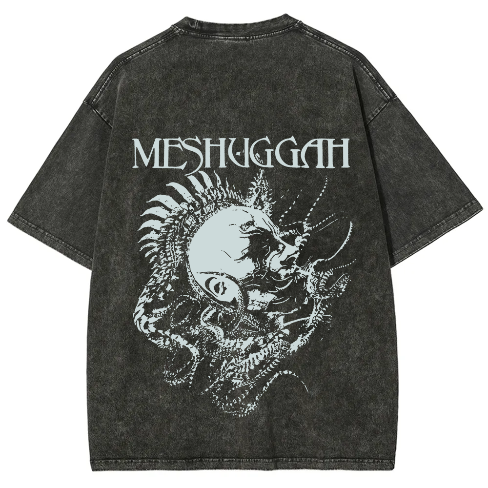 Unisex Vintage Washed Meshuggah Metal Band T-Shirt