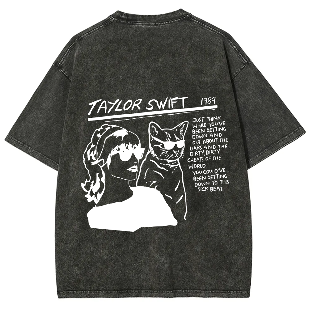 Unisex Casual Taylor Swift Singer Cat Printed T-Shirt