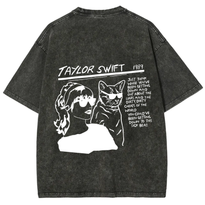 Unisex Casual Taylor Swift Singer Cat Printed T-Shirt