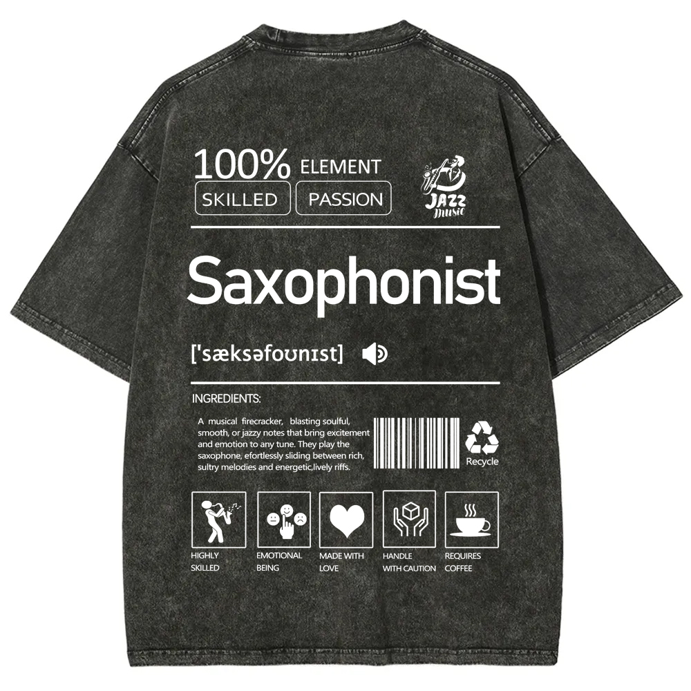 Saxophonist Unisex Fit Washed T-Shirt  wearishow