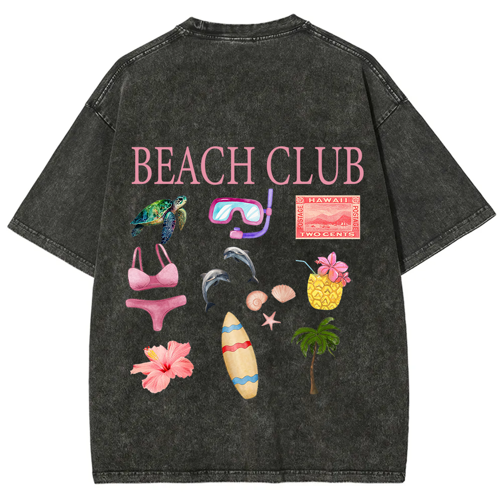 Beach Club Unisex Fit Washed T-Shirt