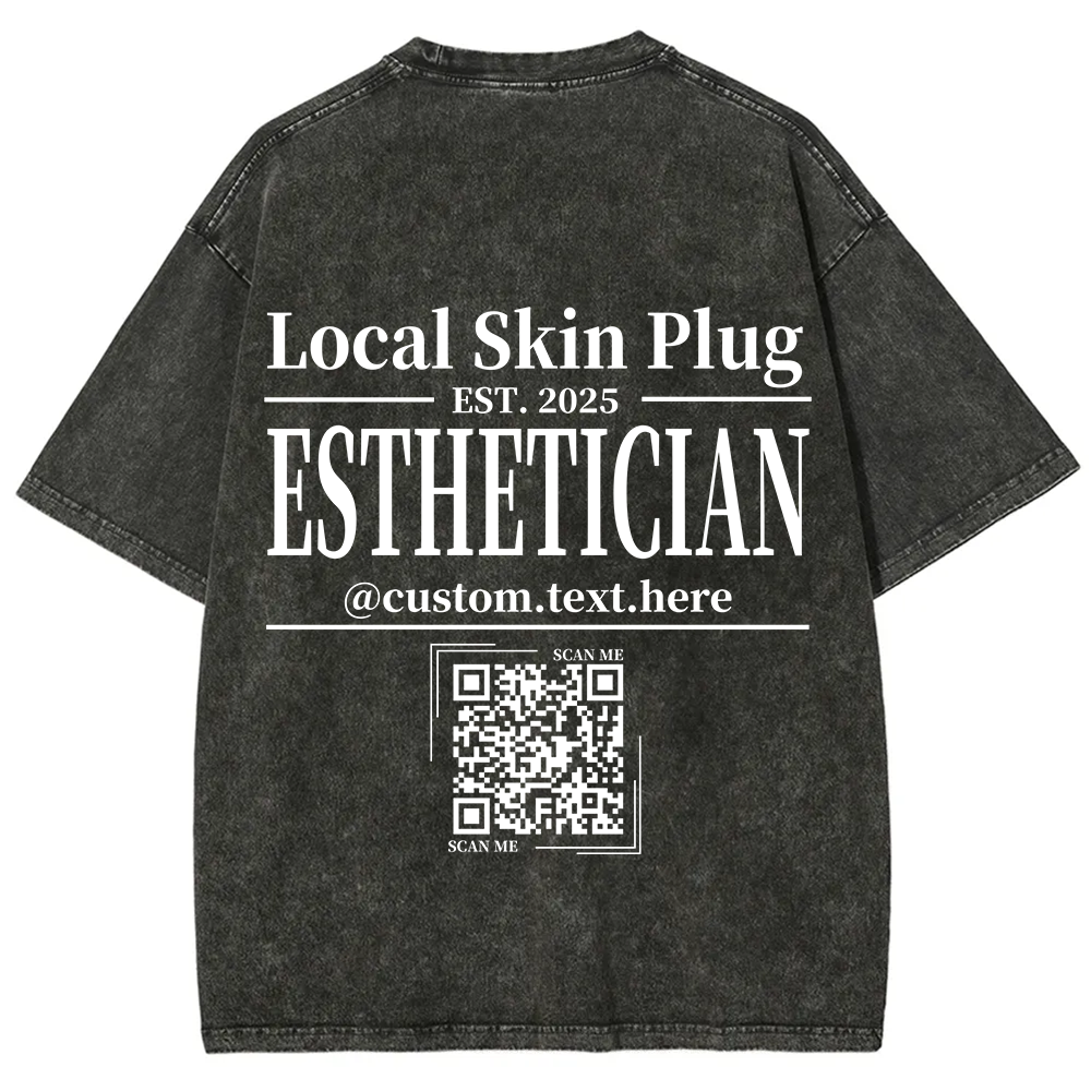 Esthetician Addcustom QR Code Name Unisex Fit Washed T-Shirt