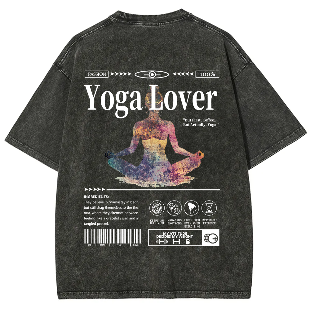 Yoga Lover Casual Washed T-Shirt