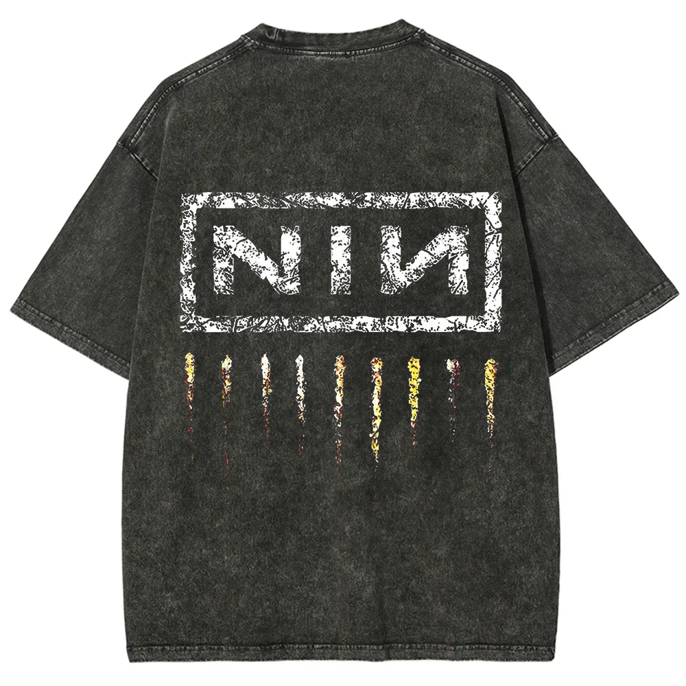 Unisex Vintage Washed Nine Inch Nails Band t-Shirt