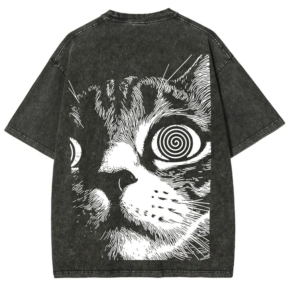 Psychedelic Cat Graphic Print t-Shirt