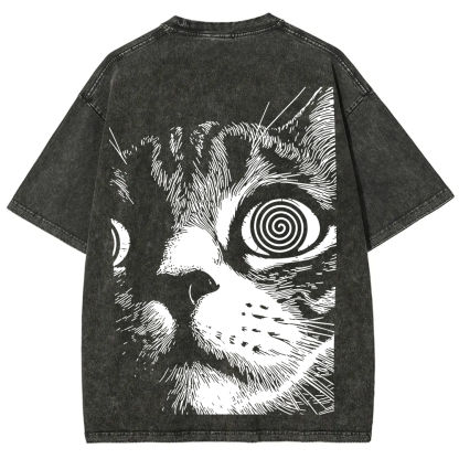 Psychedelic Cat Graphic Print t-Shirt