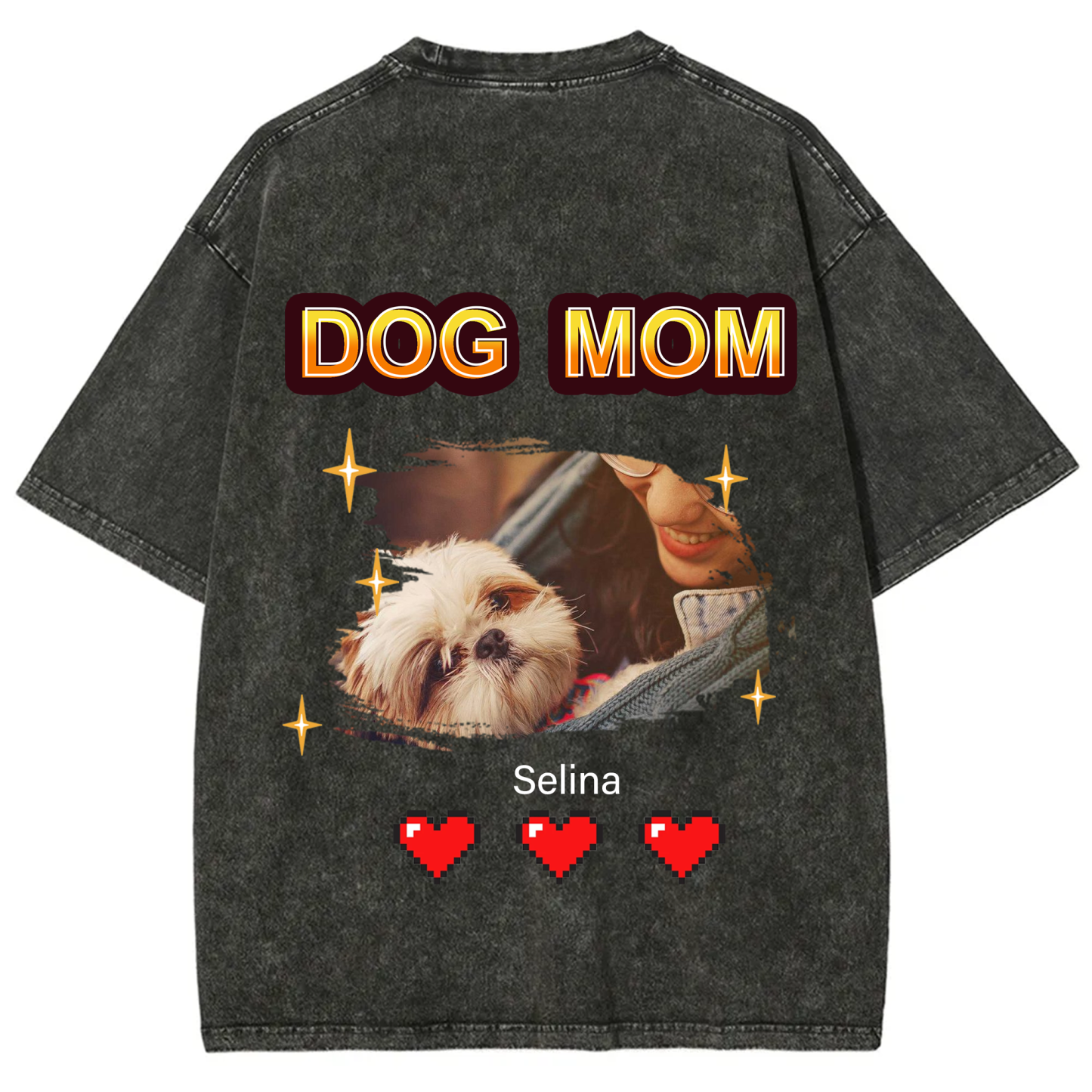 Dog Mom Pixel Photo - Personalized Custom Unisex T-shirt