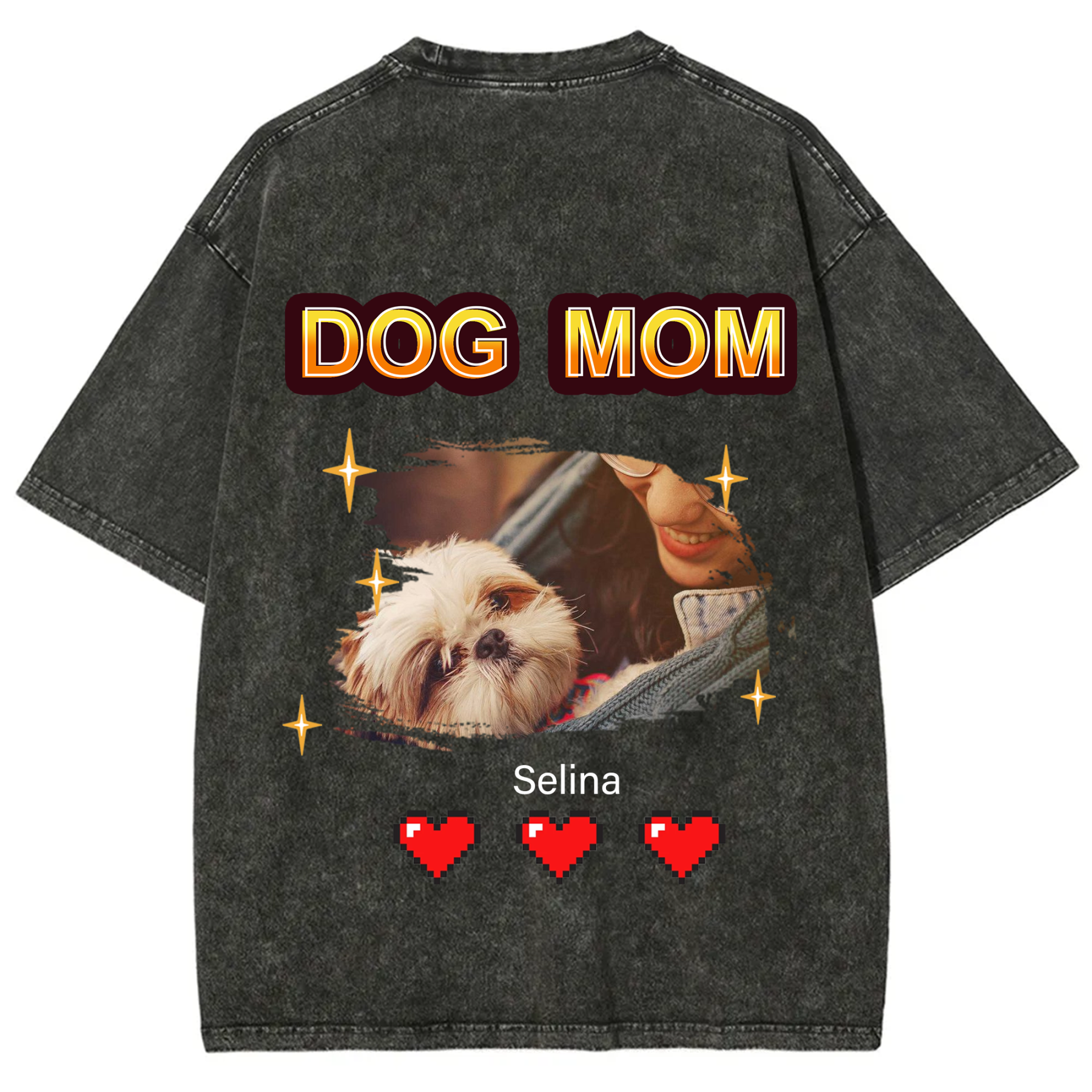Dog Mom Pixel Photo - Personalized Custom Unisex T-shirt