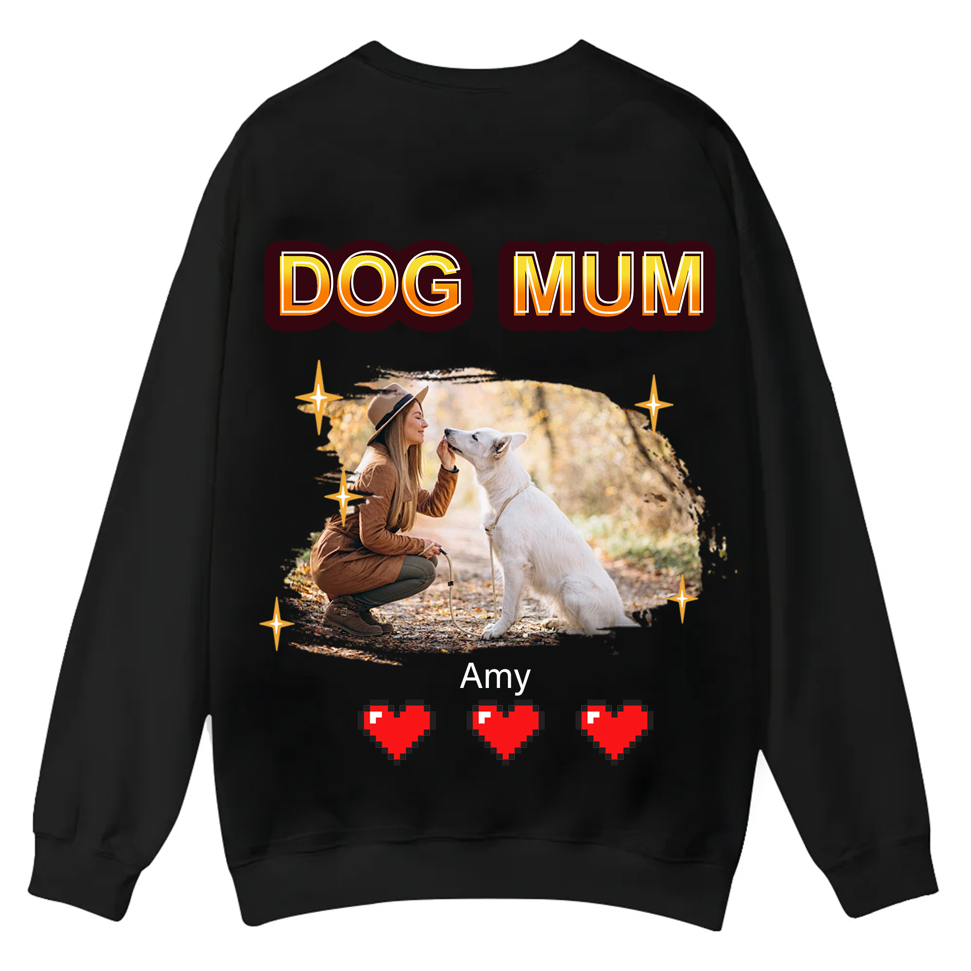 Dog Mom Pixel Photo - Personalized Custom Unisex Casual Crewneck Sweatshirt