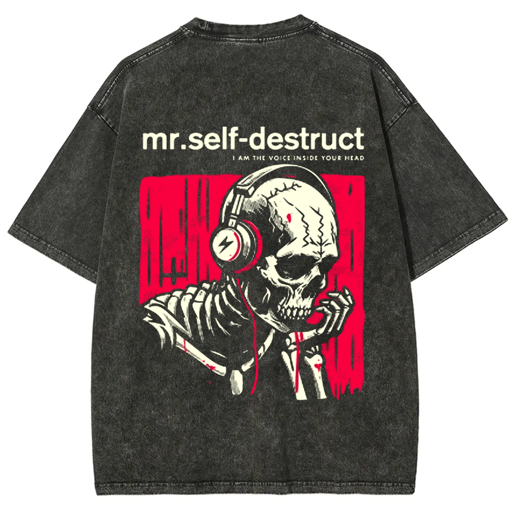 Unisex Washed Nine Inch Nails Mr Self Destruct Music t-Shirt