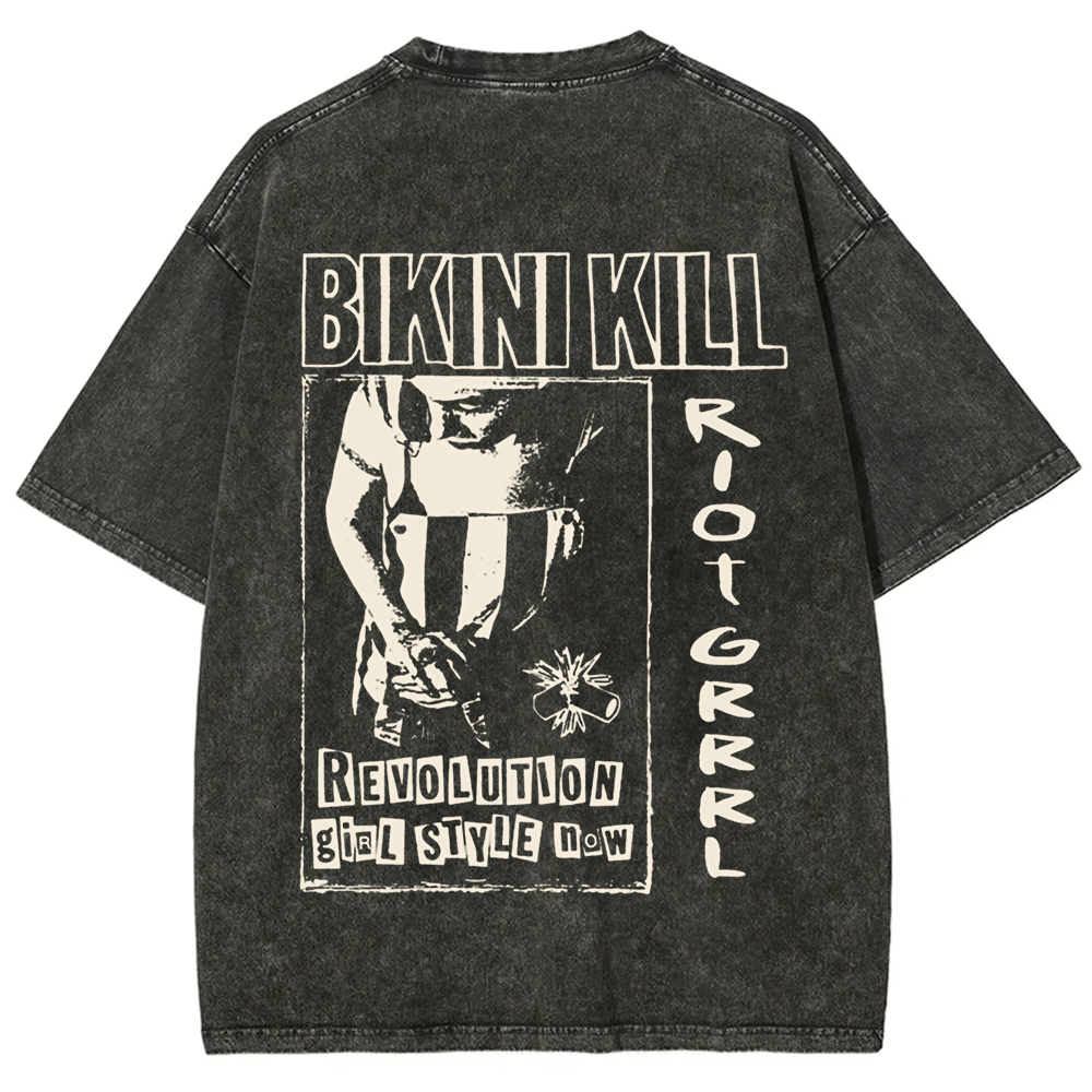 Unisex Vintage Washed Bikini Kill Rock Band t-Shirt