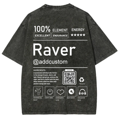 Addcustom QR Code Raver Unisex Fit Washed T-Shirt wearishow
