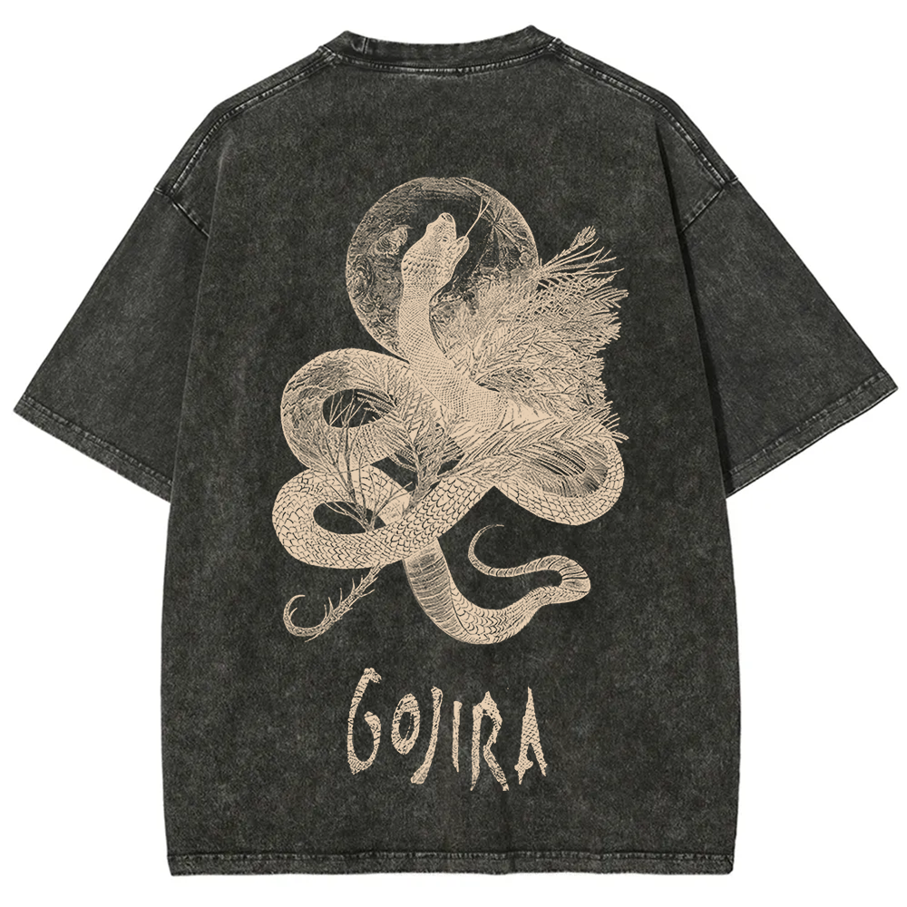Unisex Vintage Washed Gojira Heavy Metal Band t-Shirt