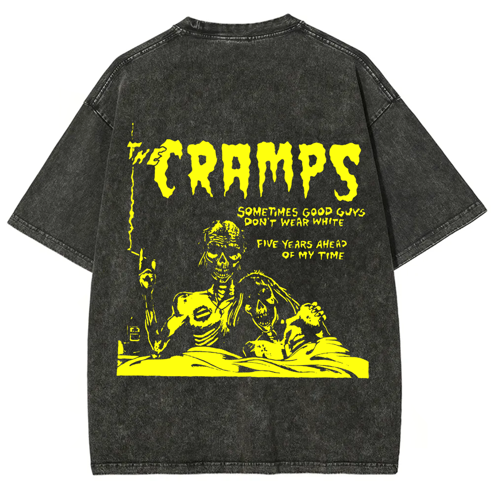 Unisex Vintage Washed The Cramps Rock Band t-Shirt