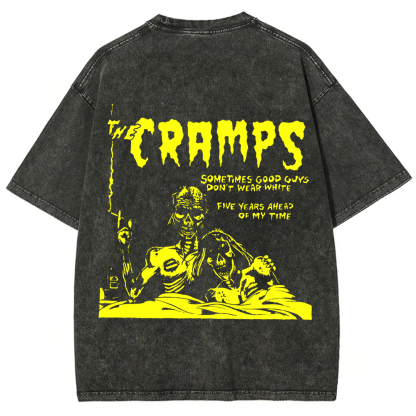 Unisex Vintage Washed The Cramps Rock Band t-Shirt