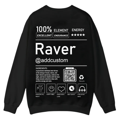 Addcustom QR Code Raver Casual Crewneck Sweatshirt wearishow