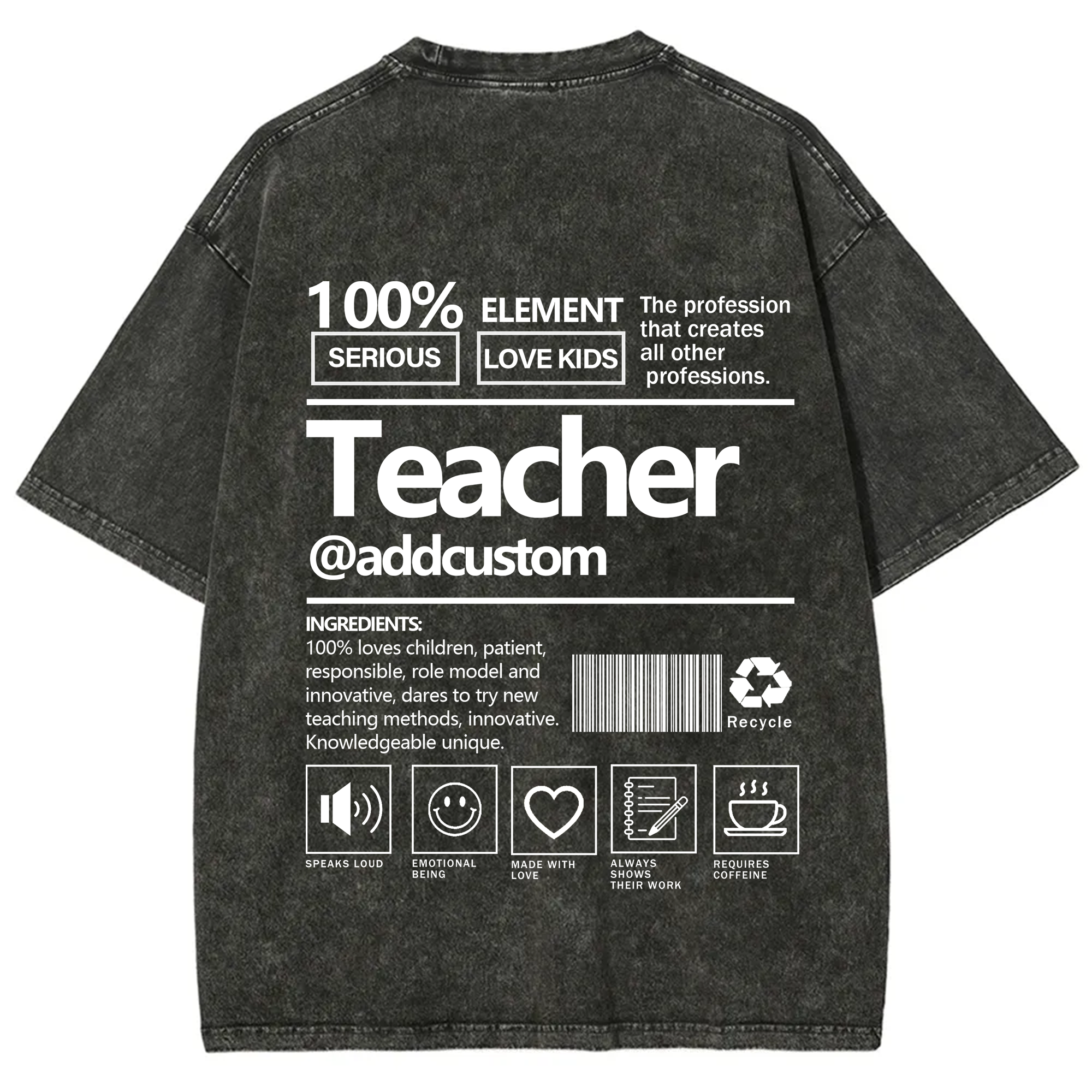 Teacher Addcustom Unisex Fit Washed T-Shirt wearishow