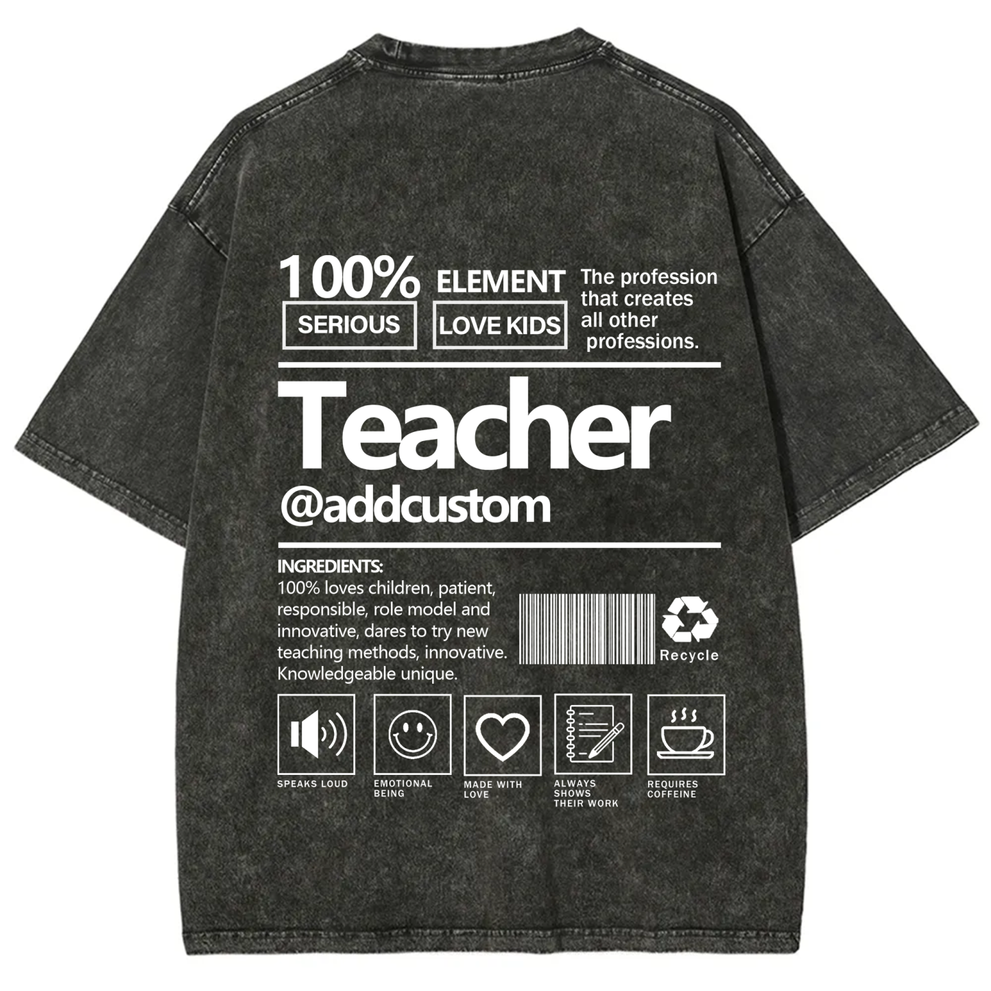 Teacher Addcustom Unisex Fit Washed T-Shirt wearishow