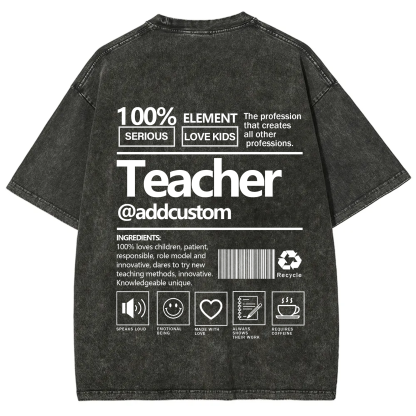 Teacher Addcustom Unisex Fit Washed T-Shirt wearishow