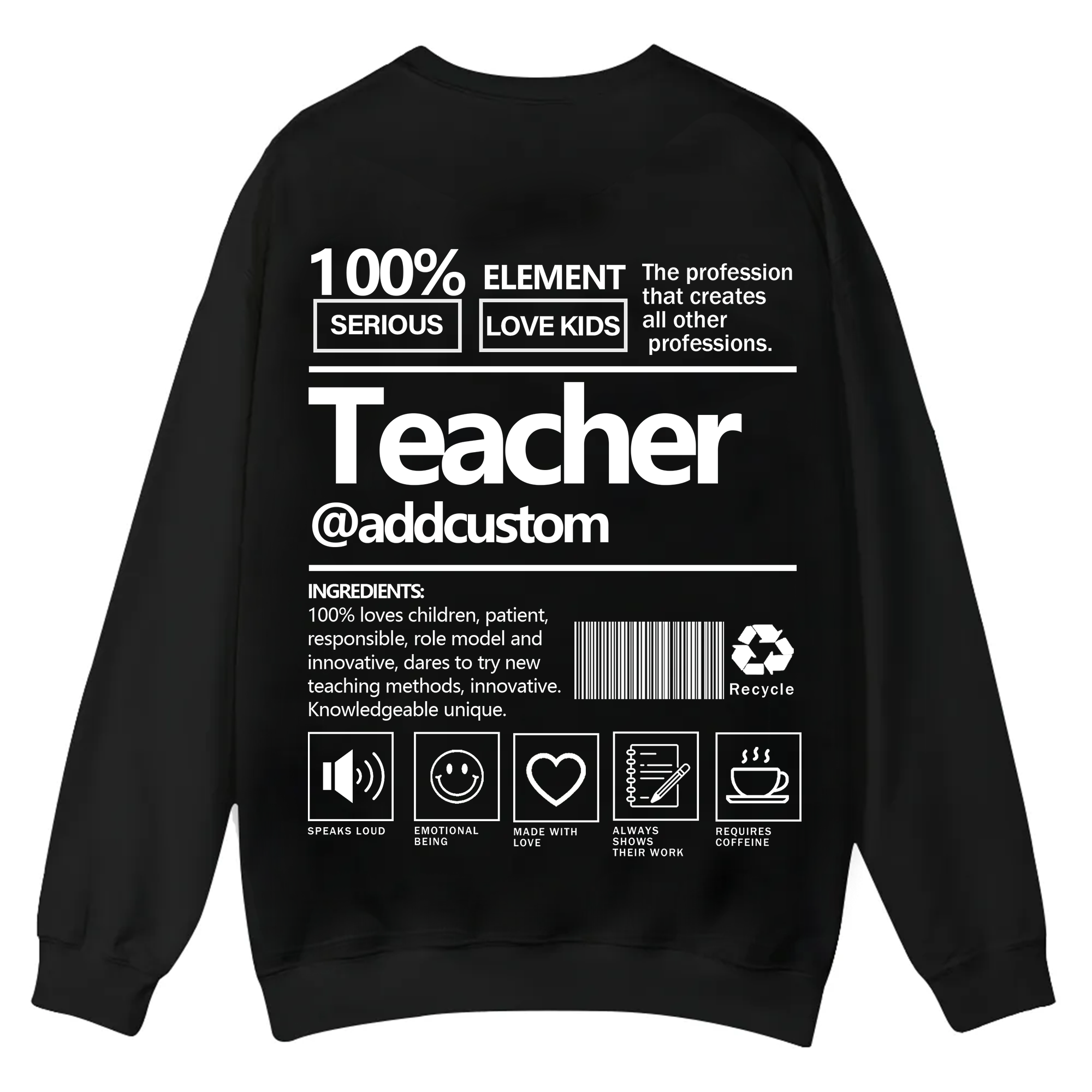 Teacher Addcustom Casual Crewneck Sweatshirt wearishow