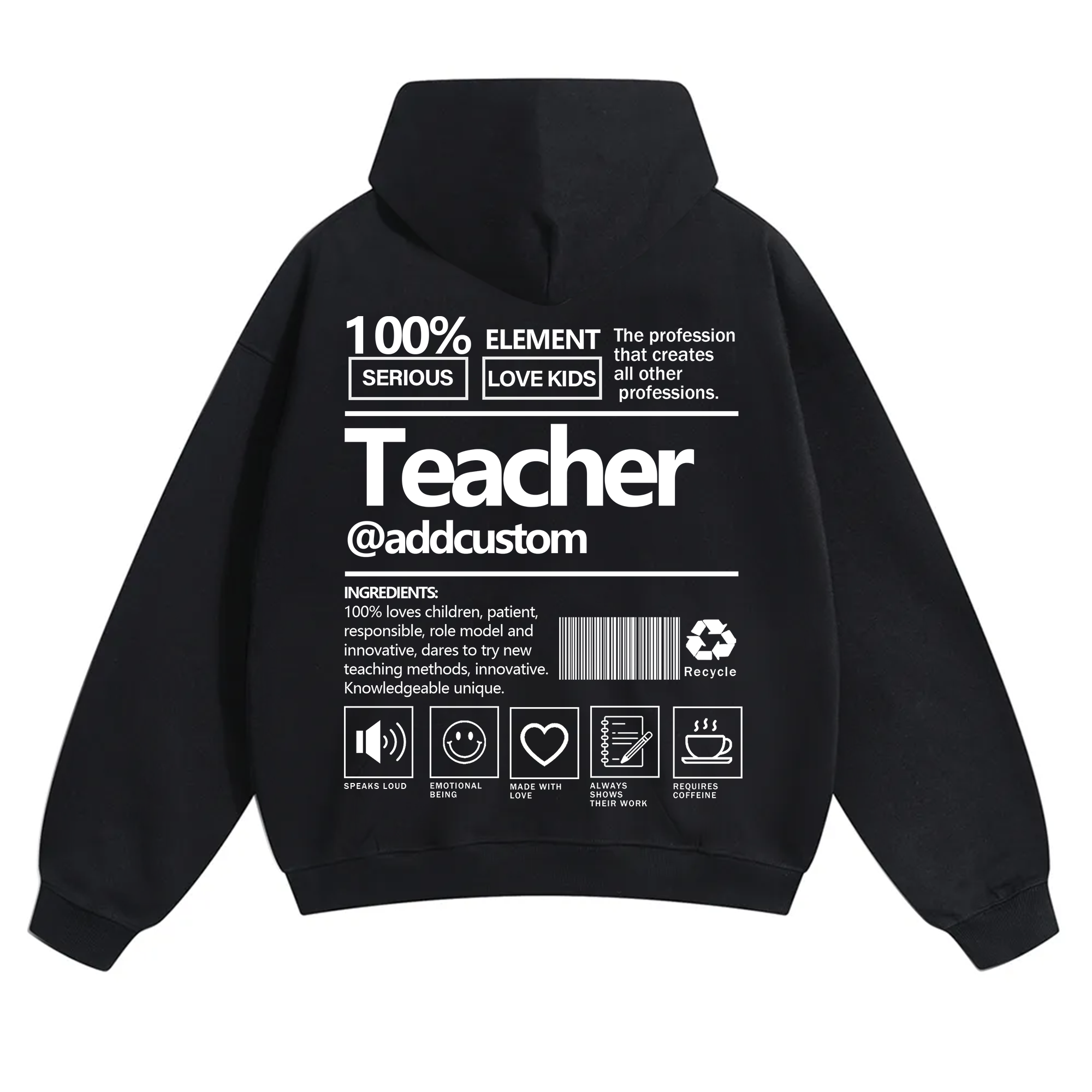 Teacher Addcustom Solid Color Hoodie wearishow