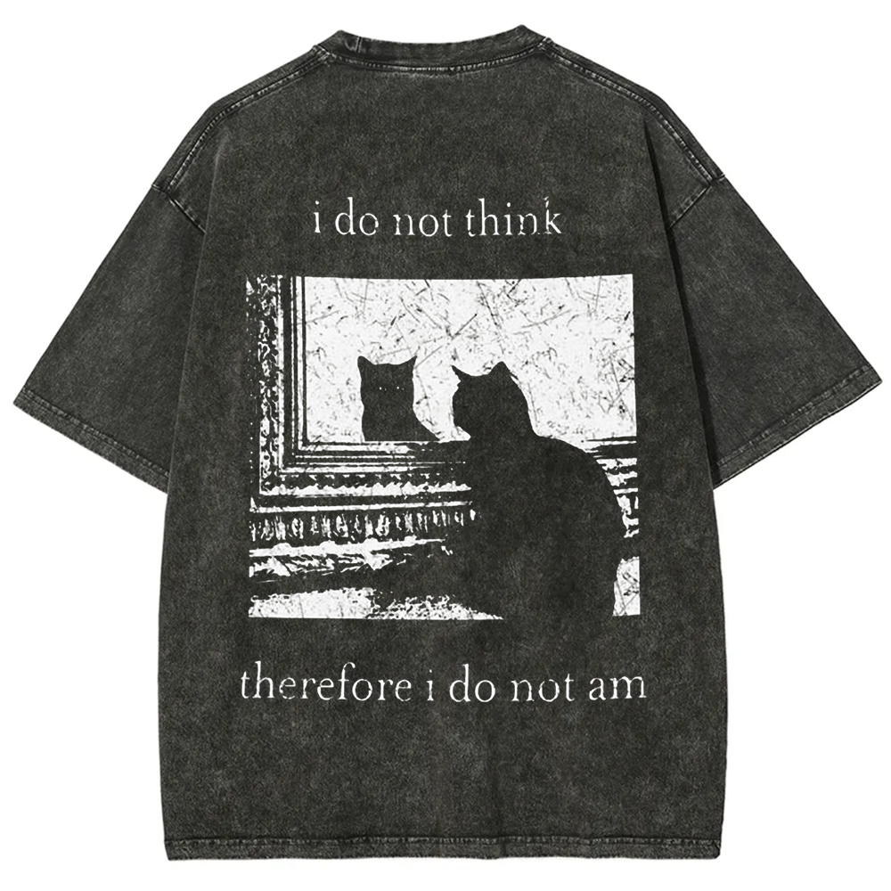 Unisex Vintage I do not think therefor I do not am Funny Cat t-Shirt