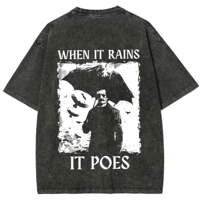 Unisex Vintage Edgar Allan Poe Musicians When It Rains It Pours t-Shirt
