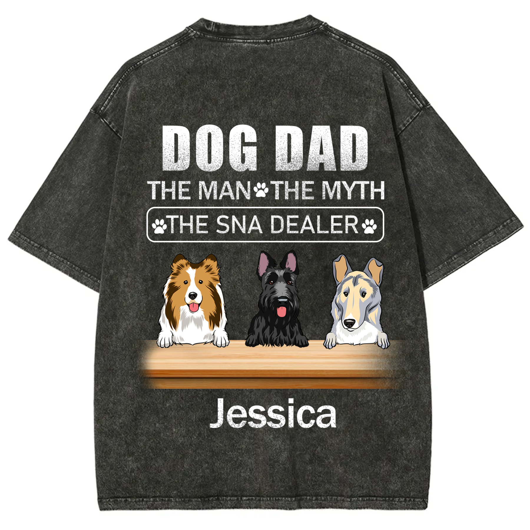 Dog Dad The Man The Myth The Snack Dealer - Personalized Custom Unisex  Washed T-shirt