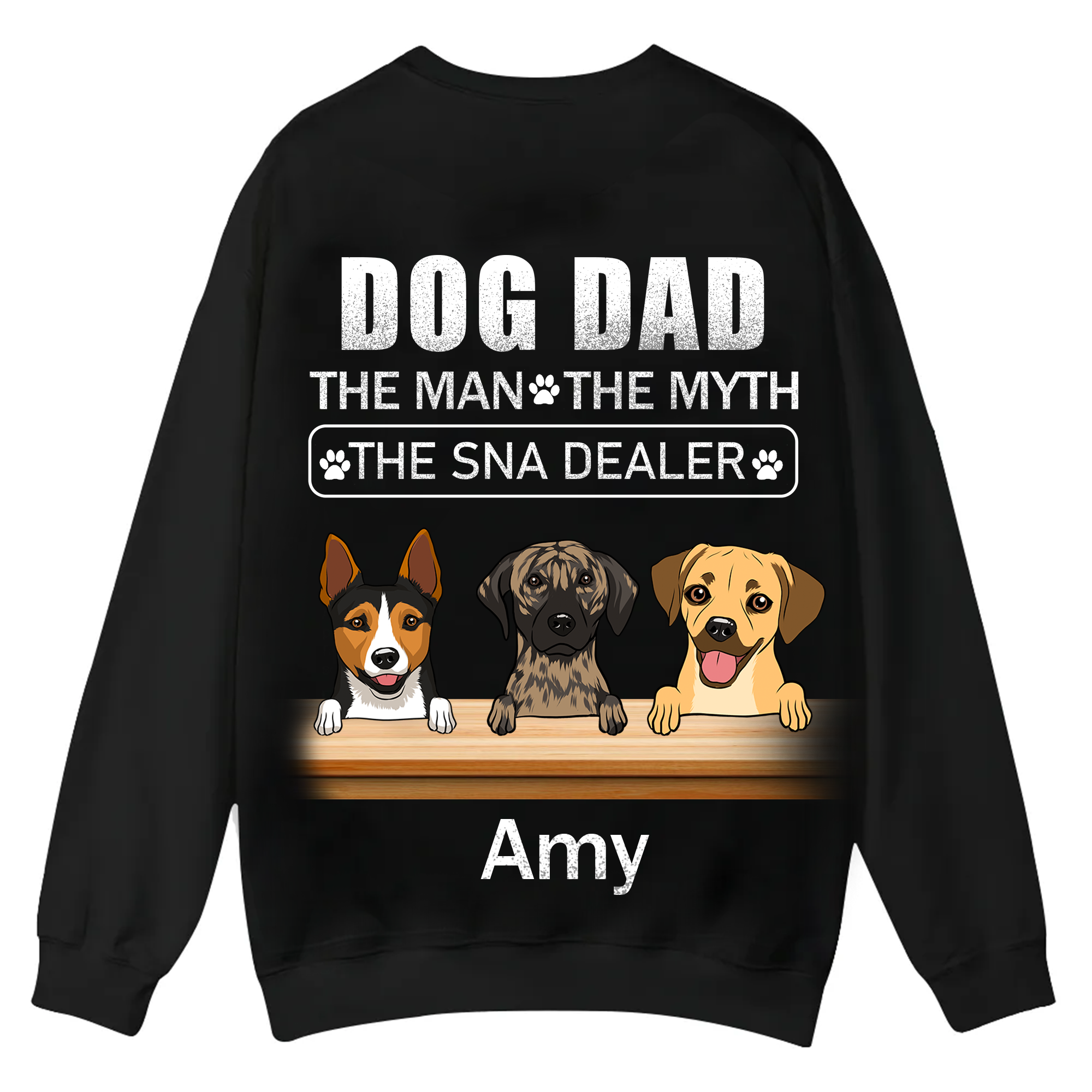 Dog Dad The Man The Myth The Snack Dealer - Personalized Custom Unisex Casual Crewneck Sweatshirt
