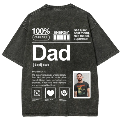 Addcustom Photo Dad Washed T-Shirt