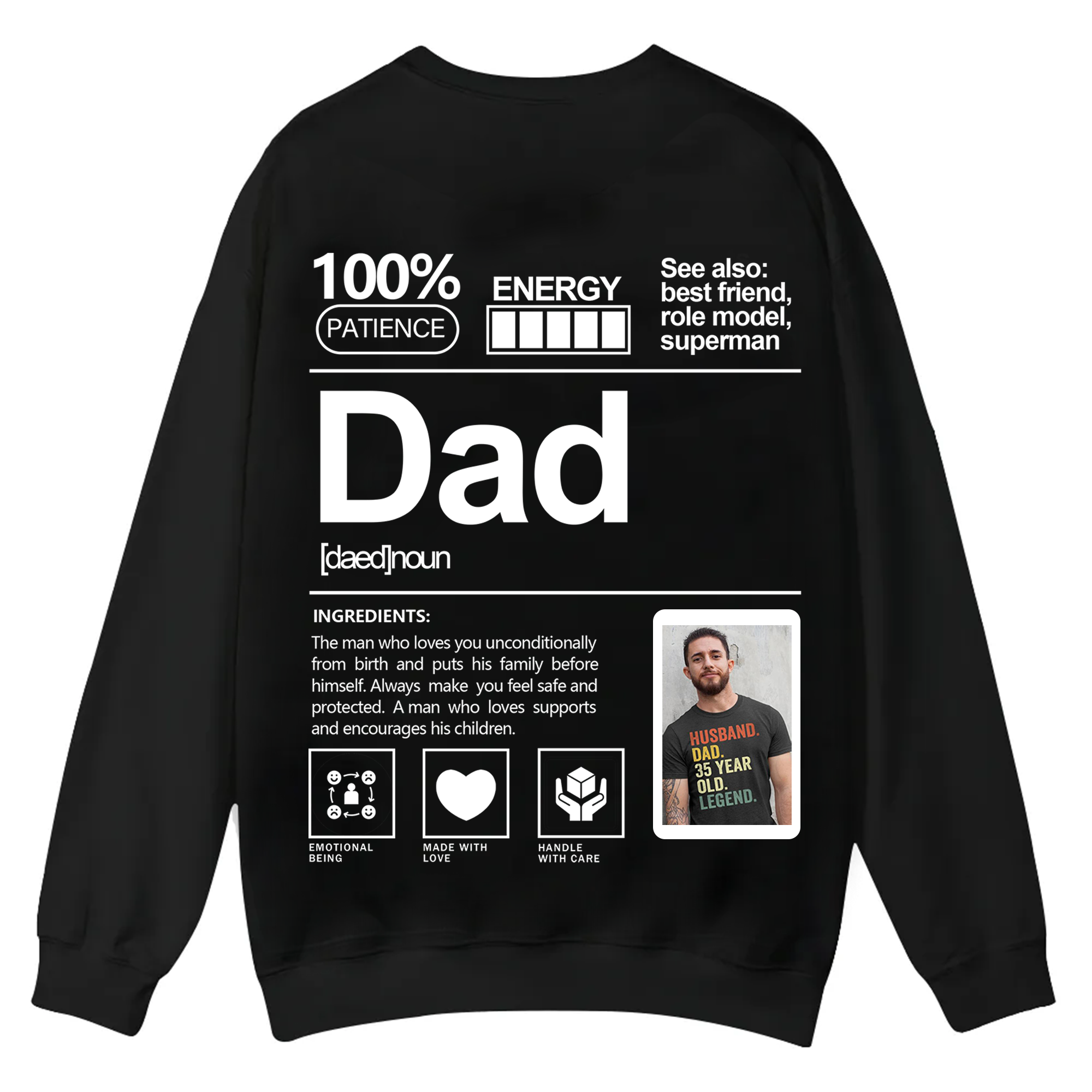 Addcustom  Photo Dad Casual Crewneck Sweatshirt