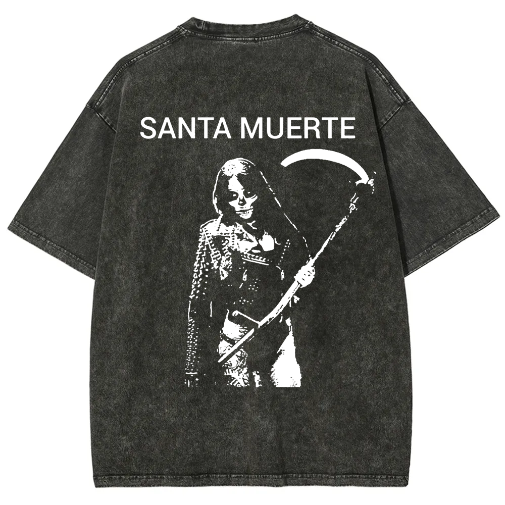 Unisex Vintage Santa Muerte Art Illustration t-Shirt
